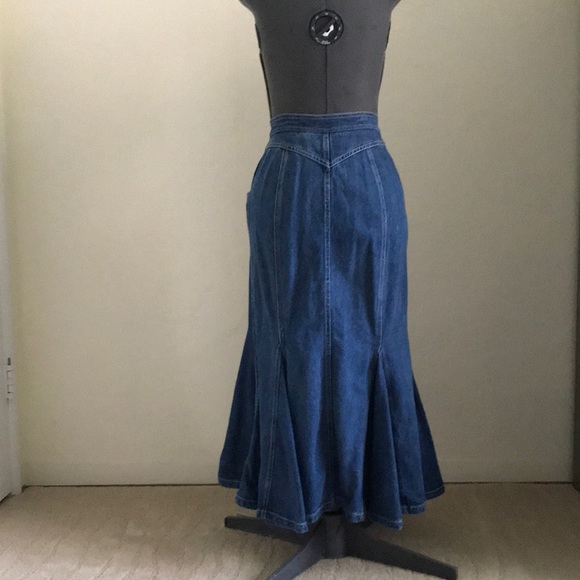 Vintage Chaus Denim Long Gored Skirt - Picture 2 of 2